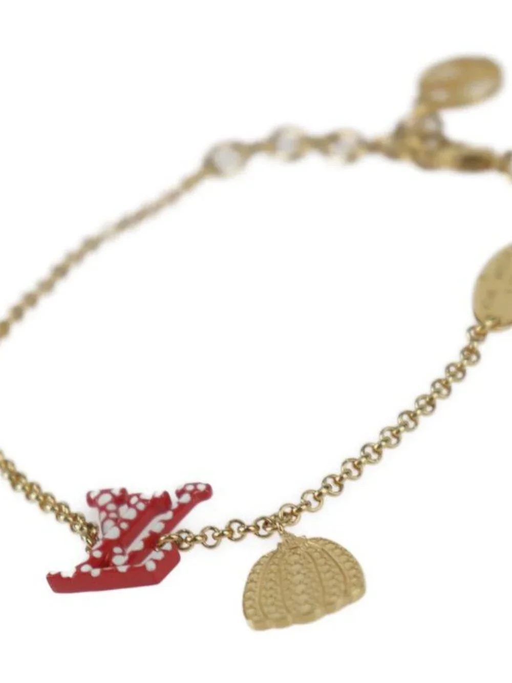 Louis Vuitton Bracelet Iconic Infinity Dot M0970 a Metal Gold Red - Picture 2 of 8